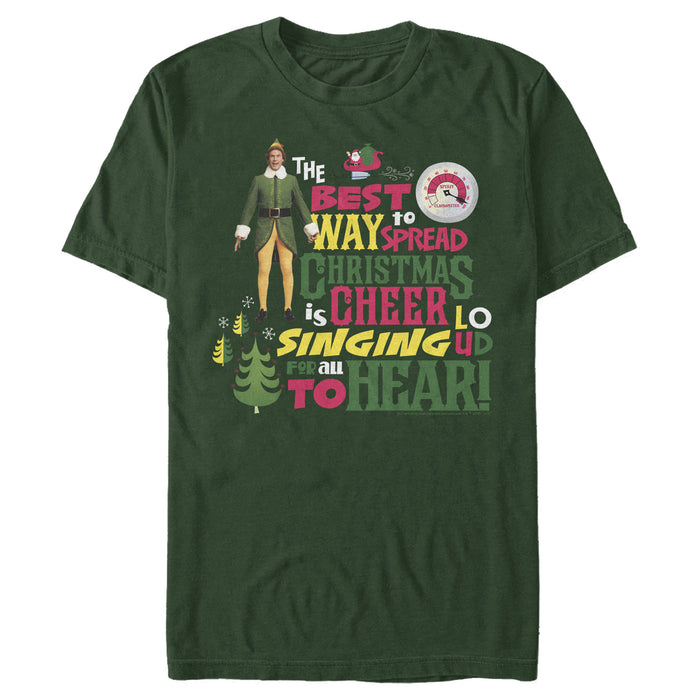 Fifth Sun Men's Elf Christmas Cheer Loud Singing T-Shirt