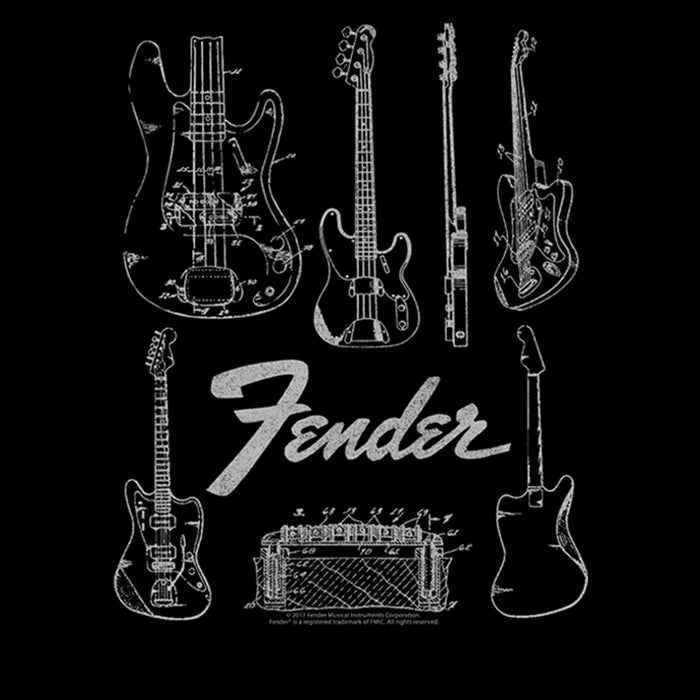 Fifth Sun Men's Fender Guitar Chart Pull Over Hoodie