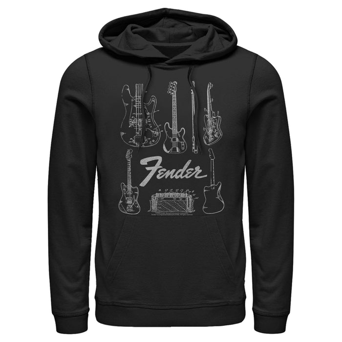 fifth sun Men's Fender Guitar Chart Pull Over Hoodie