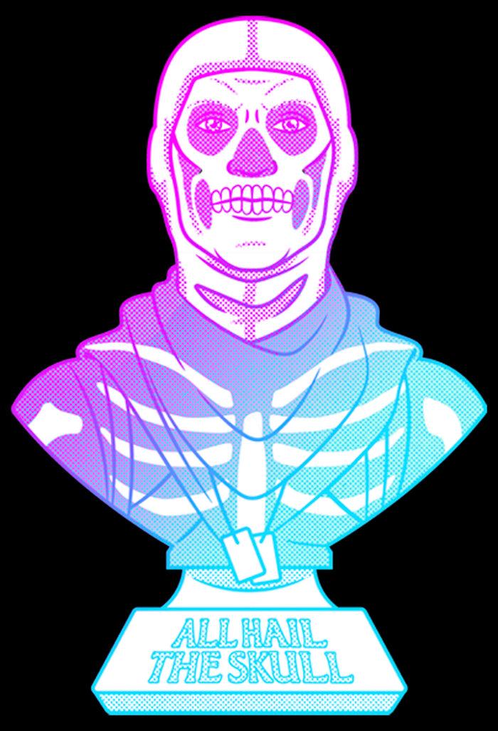 Fifth Sun Men's Fortnite Skull Trooper All Hail Glow T-Shirt