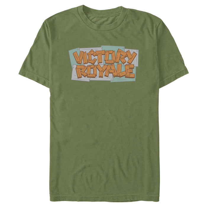 fifth sun Men's Fortnite Victory Royale Wooden Logo T-Shirt