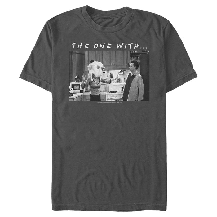 fifth sun Men's Friends The One With… Black and White Turkey Scene T-Shirt
