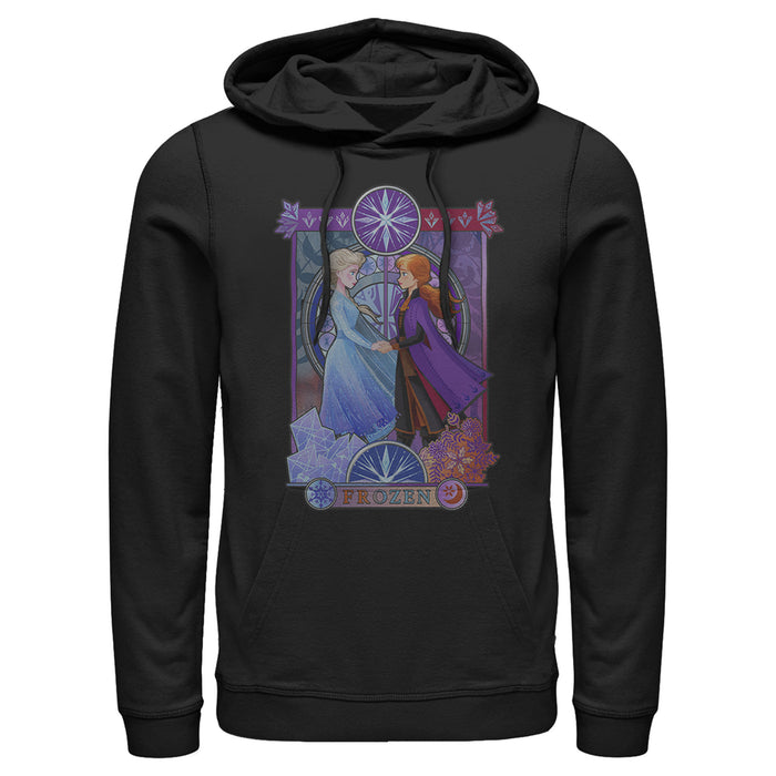 fifth sun Men's Frozen 2 Sister Stained Glass Pull Over Hoodie