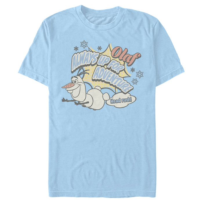 fifth sun Men's Frozen Olaf Always Up For Adventure Head Rush T-Shirt
