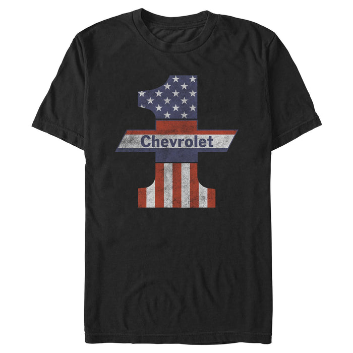 fifth sun Men's General Motors Number One American Flag Distressed T-Shirt