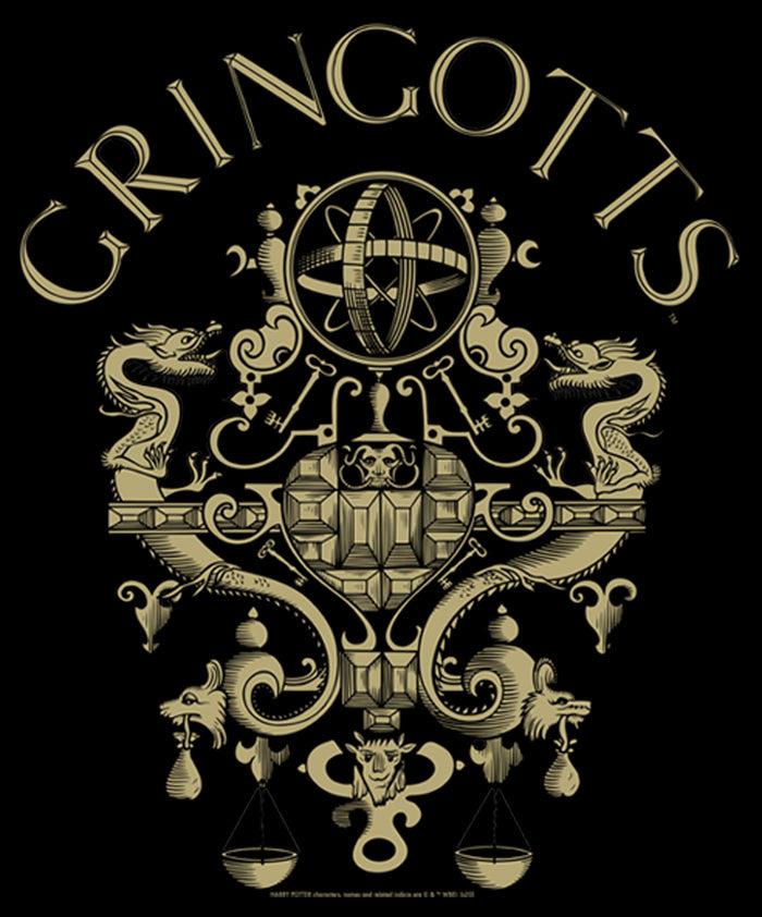 Fifth Sun Men's Harry Potter Gringotts Logo Pull Over Hoodie