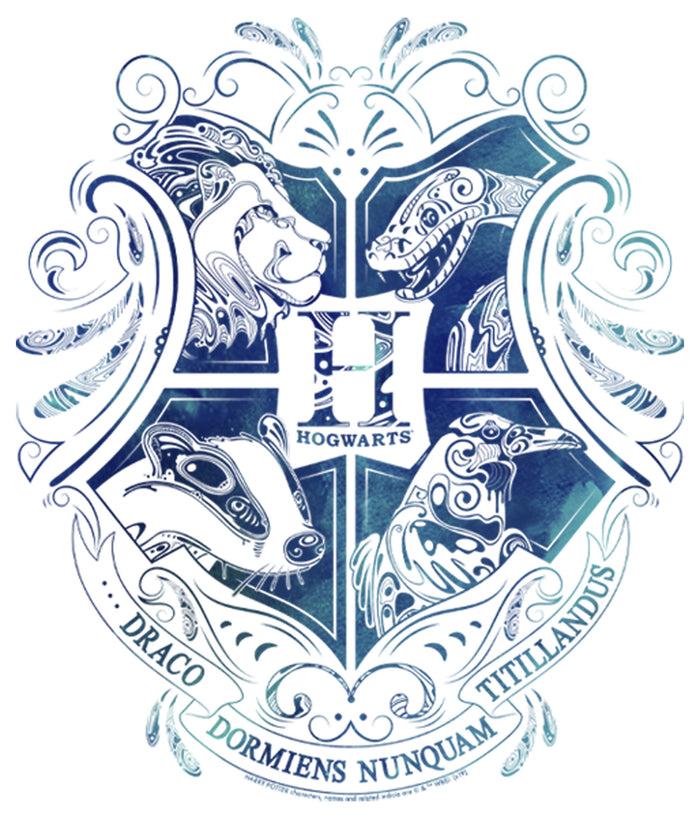 Fifth Sun Men's Harry Potter Hogwarts Houses Blue Crest Long Sleeve Shirt
