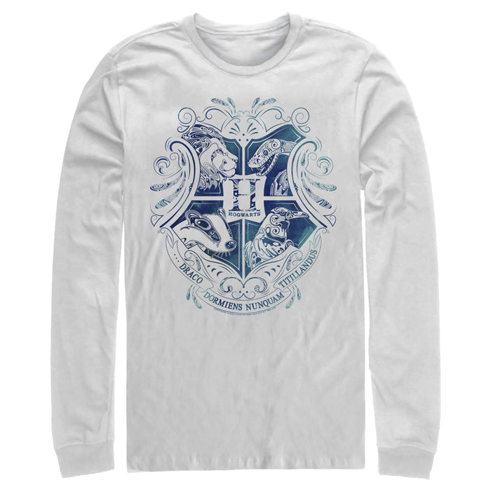 fifth sun Men's Harry Potter Hogwarts Houses Blue Crest Long Sleeve Shirt