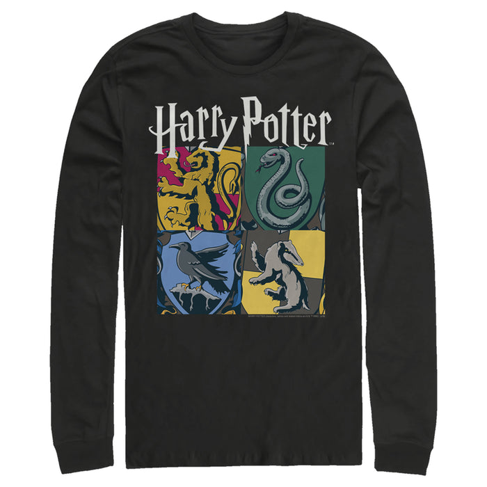 fifth sun Men's Harry Potter Hogwarts Houses Vintage Collage Long Sleeve Shirt