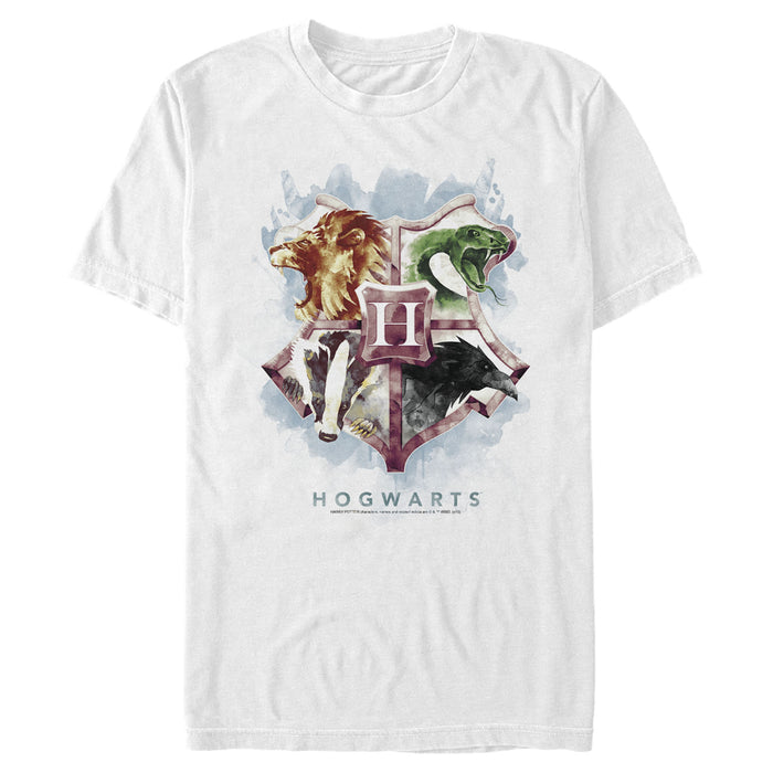 fifth sun Men's Harry Potter Hogwarts Watercolor Symbols T-Shirt