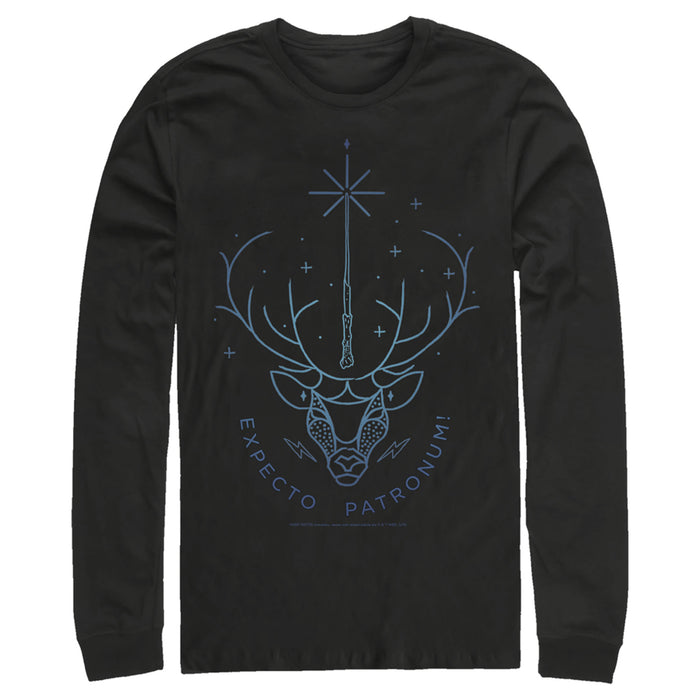 fifth sun Men's Harry Potter Stag Patronus Line Art Long Sleeve Shirt
