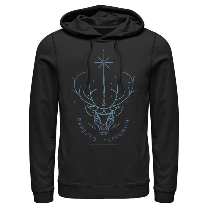 fifth sun Men's Harry Potter Stag Patronus Line Art Pull Over Hoodie