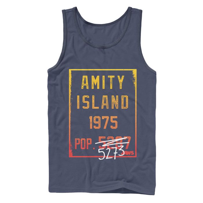 fifth sun Men's Jaws Amity Island Population Tank Top