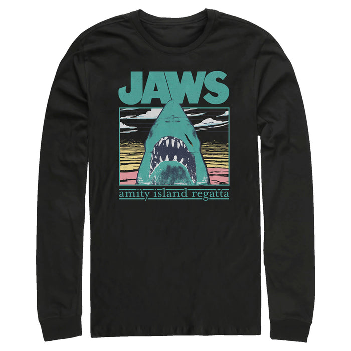 fifth sun Men's Jaws Amity Island Regatta Shark Long Sleeve Shirt