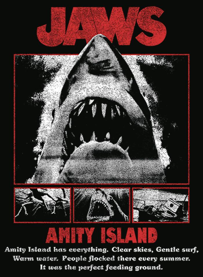 Fifth Sun Men's Jaws Black And White Poster T-Shirt