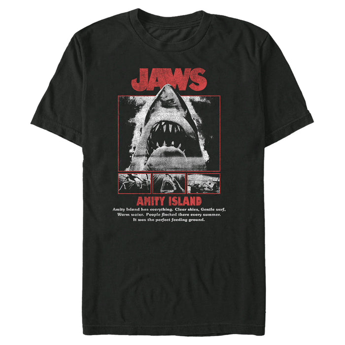 fifth sun Men's Jaws Black and White Poster T-Shirt