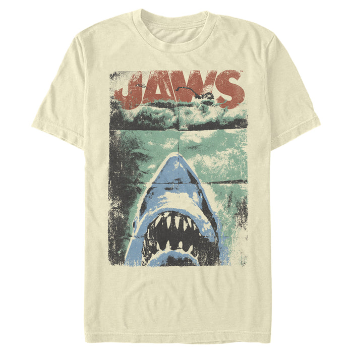 fifth sun Men's Jaws Distressed Watercolor Poster T-Shirt