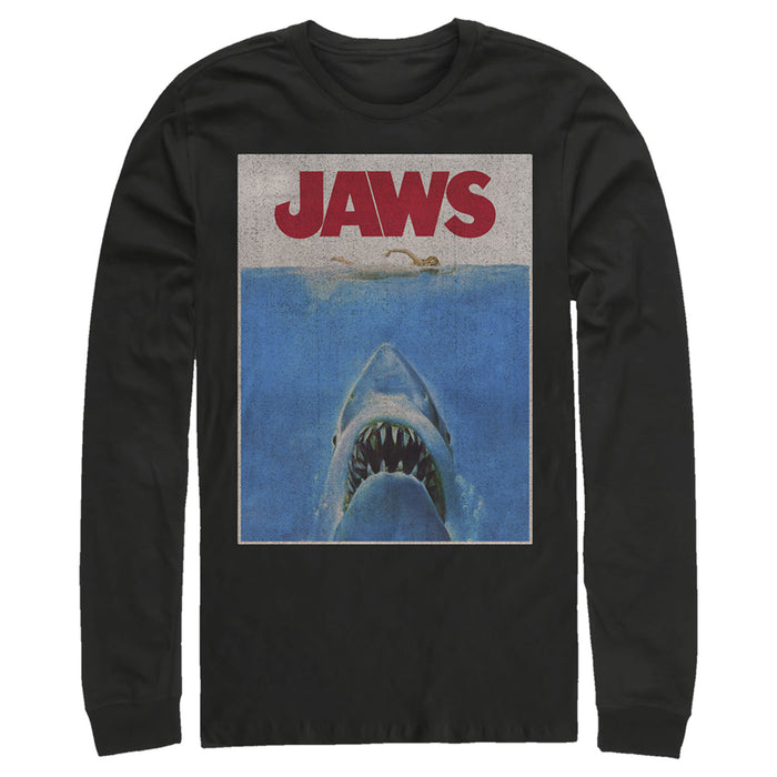 fifth sun Men's Jaws Retro Distressed Poster Long Sleeve Shirt