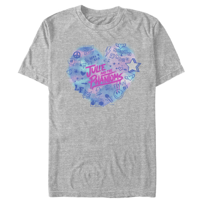 fifth sun Men's Julie and the Phantoms Spray Paint Heart Logo T-Shirt