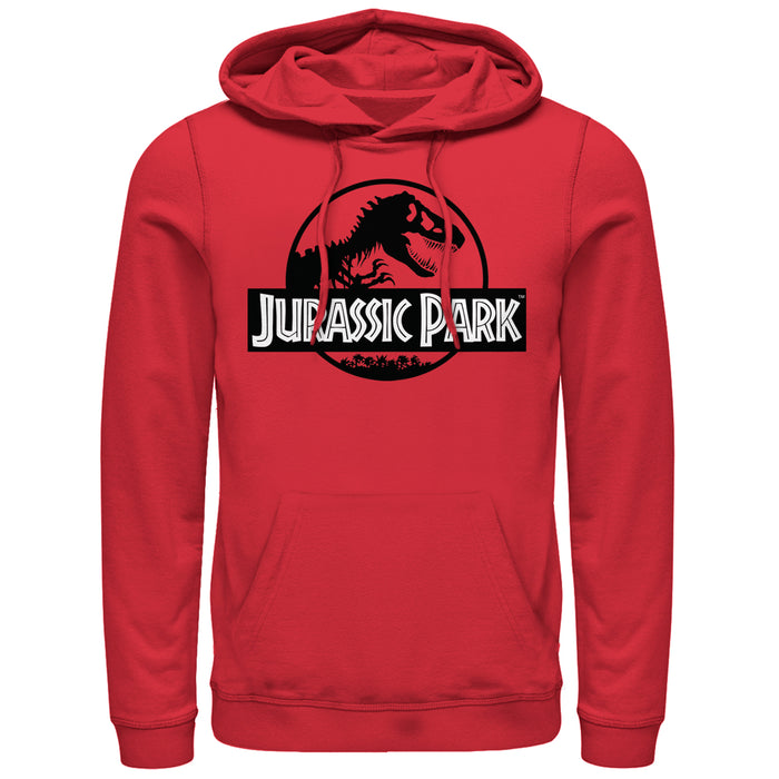 fifth sun Men's Jurassic Park Black and White Logo Pull Over Hoodie
