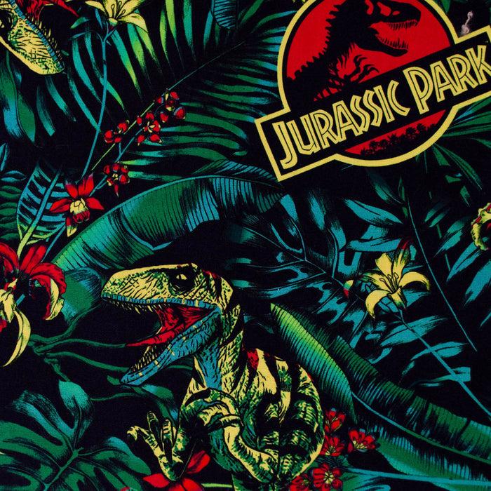 Fifth Sun Men's Jurassic Park Classic Logo Hawaiian Print Button Down Shirt