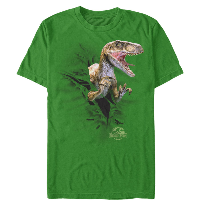 fifth sun Men's Jurassic Park Danger Velociraptor Tearing Through T-Shirt