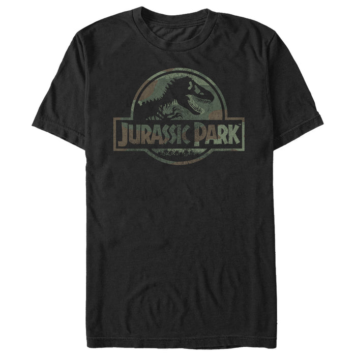 fifth sun Men's Jurassic Park Dark Camo Logo T-Shirt