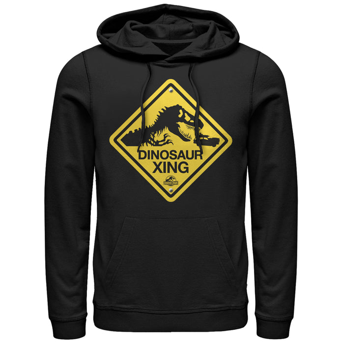 fifth sun Men's Jurassic Park Dinosaur Crossing Sign Pull Over Hoodie