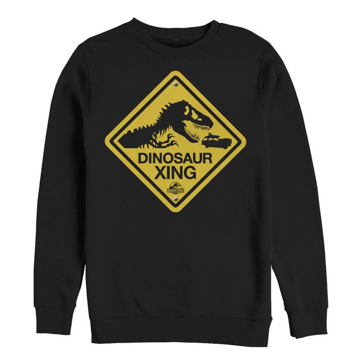 fifth sun Men's Jurassic Park Dinosaur Crossing Sign Sweatshirt