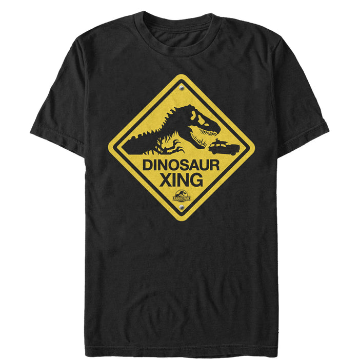 fifth sun Men's Jurassic Park Dinosaur Crossing Sign T-Shirt