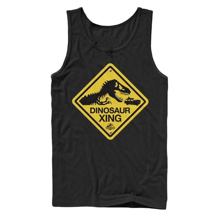fifth sun Men's Jurassic Park Dinosaur Crossing Sign Tank Top