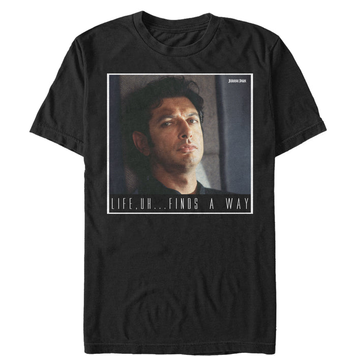 fifth sun Men's Jurassic Park Dr. Malcolm Life Uh Finds Way T-Shirt