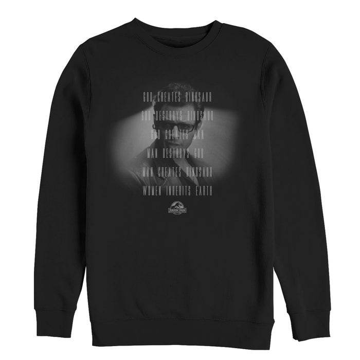fifth sun Men's Jurassic Park Dr. Malcolm Man Creates Dinosaur Sweatshirt