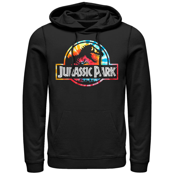 fifth sun Men's Jurassic Park Groovy Tie-Dye Logo Pull Over Hoodie