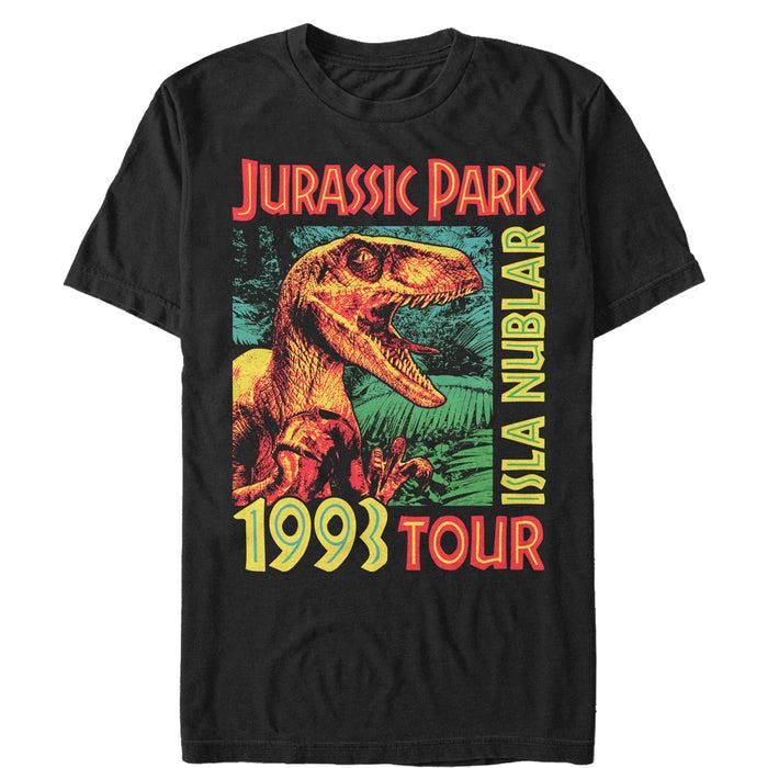 fifth sun Men's Jurassic Park Isla Nublar 1993 Tour Featuring Velociraptor T-Shirt