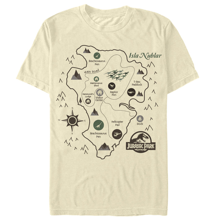 fifth sun Men's Jurassic Park Isla Nublar Map T-Shirt