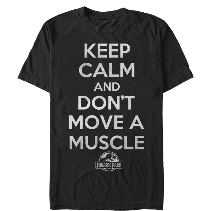 fifth sun Men's Jurassic Park Keep Calm and Don't Move a Muscle T-Shirt