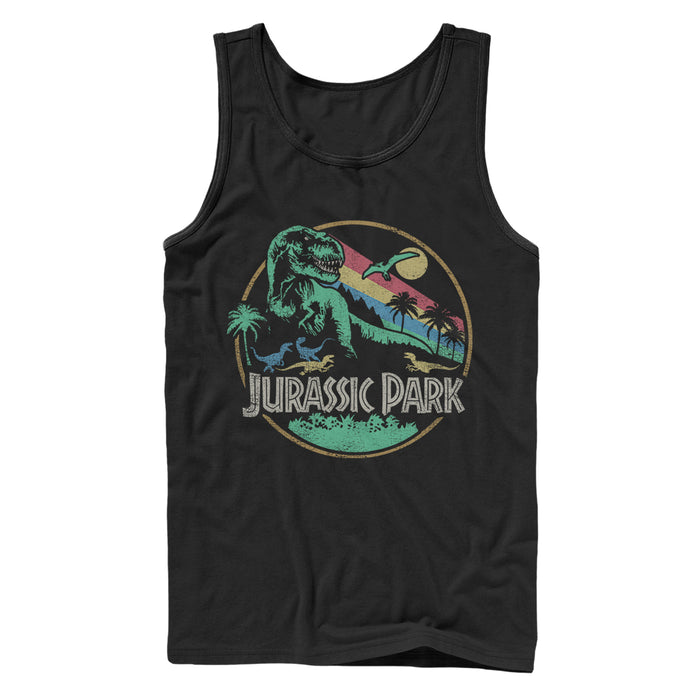 Fifth Sun Men's Jurassic Park Rainbow Emblem Tank Top