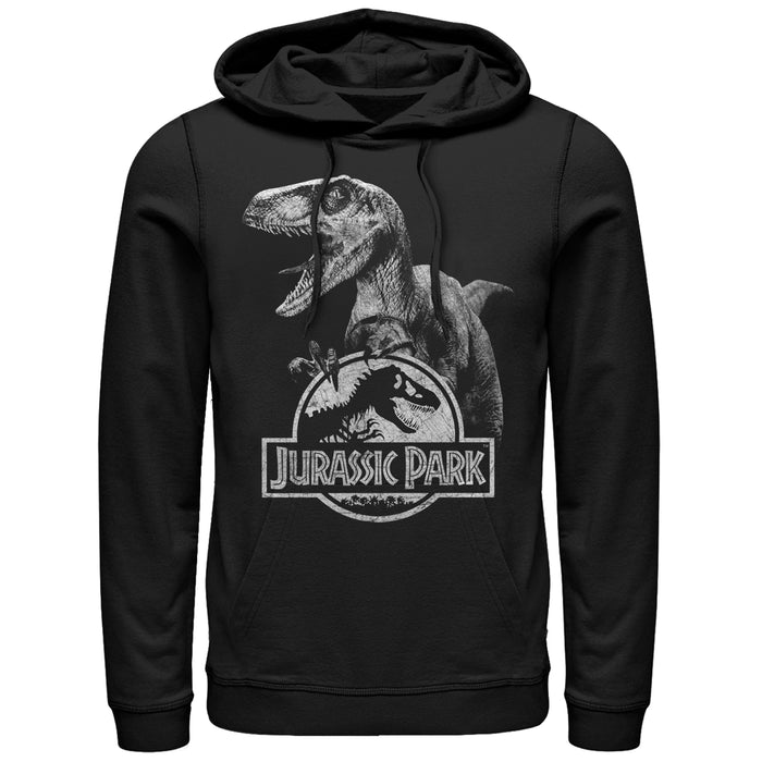 fifth sun Men's Jurassic Park Raptor Logo Pull Over Hoodie