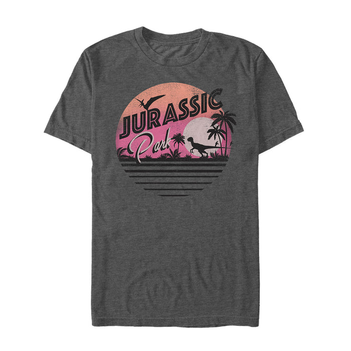 fifth sun Men's Jurassic Park Retro Faded Postcard T-Shirt