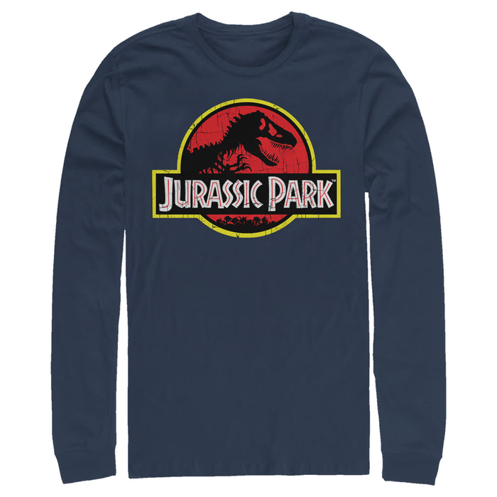 fifth sun Men's Jurassic Park T Rex Logo Long Sleeve Shirt