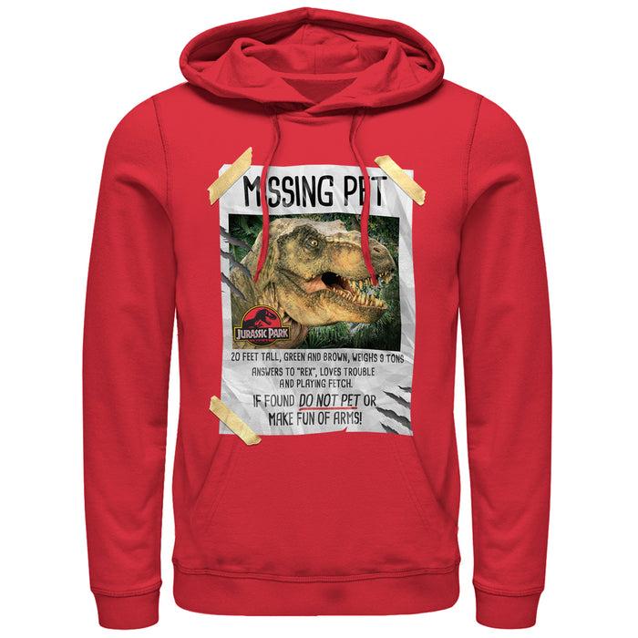 fifth sun Men's Jurassic Park T. Rex Missing Pet Pull Over Hoodie