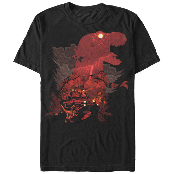 fifth sun Men's Jurassic Park T.Rex Velociraptor Invite You To Visit Beautiful Landscape T-Shirt