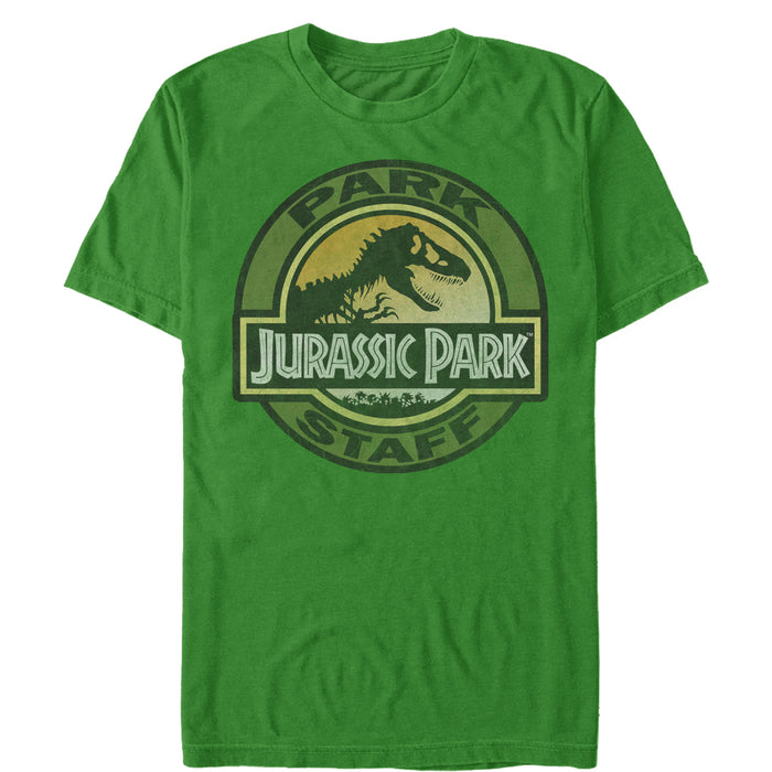 Fifth Sun Men's Jurassic Park The Park Staff Badge With T-Rex T-Shirt