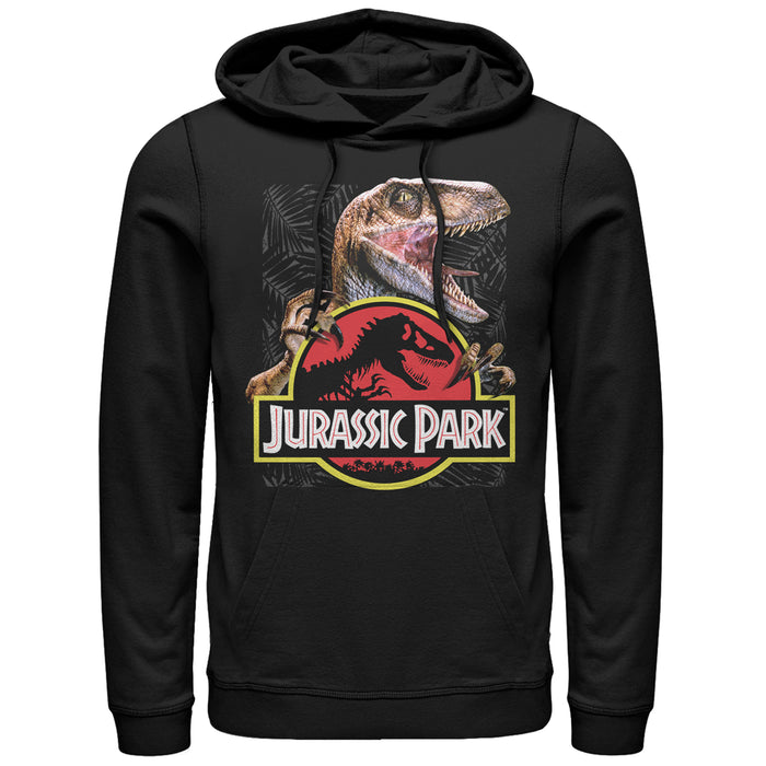 fifth sun Men's Jurassic Park Velociraptor Hooked On Logo Pull Over Hoodie