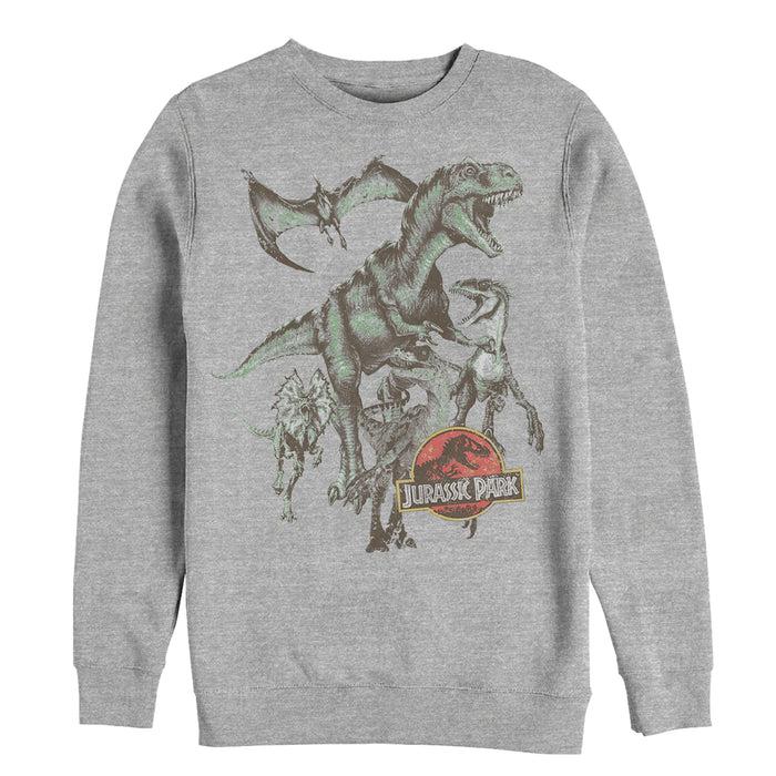 fifth sun Men's Jurassic Park Vintage Dinosaur Stampede Sweatshirt