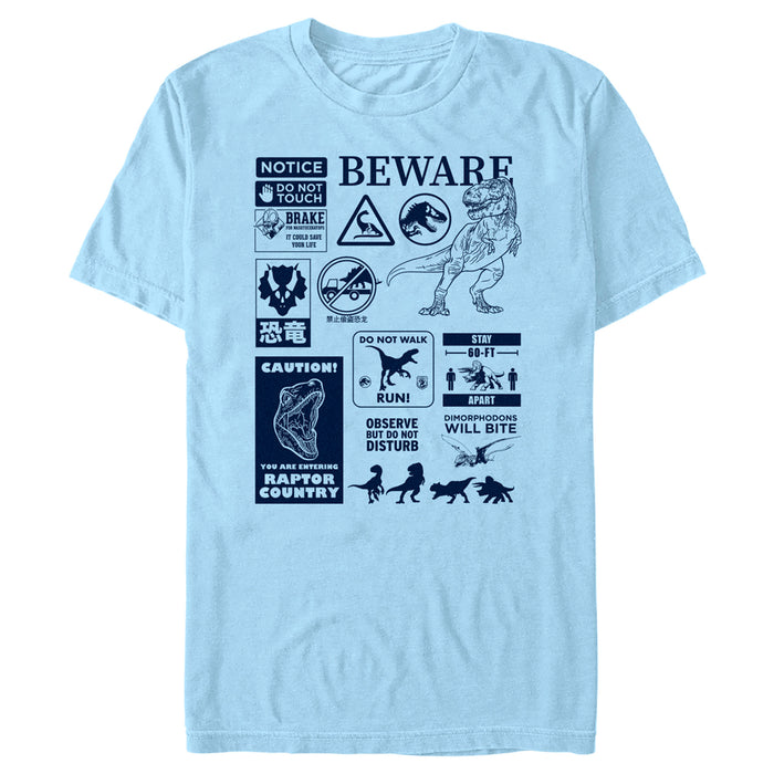 fifth sun Men's Jurassic World: Dominion Beware Dinosaur Message Collage T-Shirt