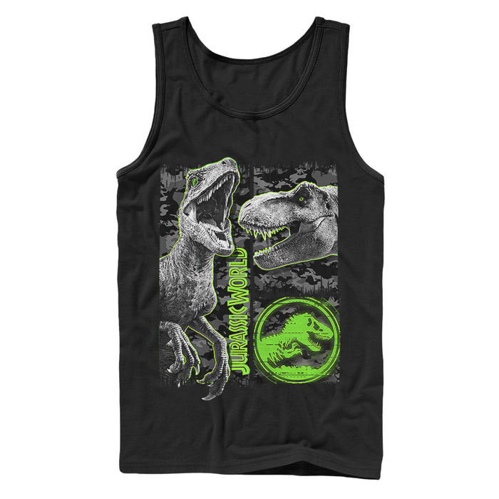 fifth sun Men's Jurassic World: Fallen Kingdom Camo Print Dinosaurs Tank Top