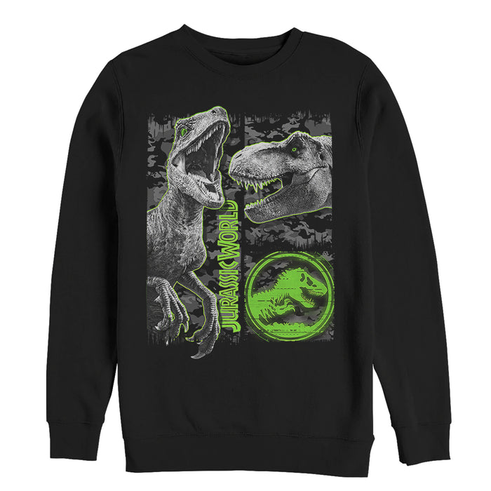 fifth sun Men's Jurassic World: Fallen Kingdom Camo Print Dinosaurs Sweatshirt