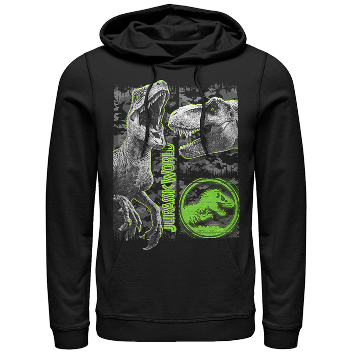 fifth sun Men's Jurassic World: Fallen Kingdom Camo Print Dinosaurs Pull Over Hoodie